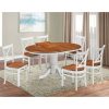 Lupin Dining Set 106cm Round Pedestral Table 4 Rubber Wood Chair – White Oak