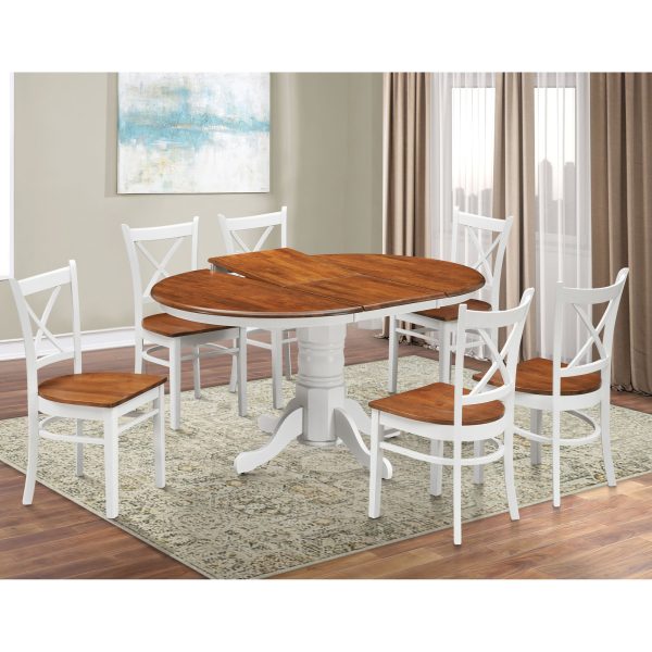 Lupin Dining Set 106cm Round Pedestral Table 4 Rubber Wood Chair – White Oak