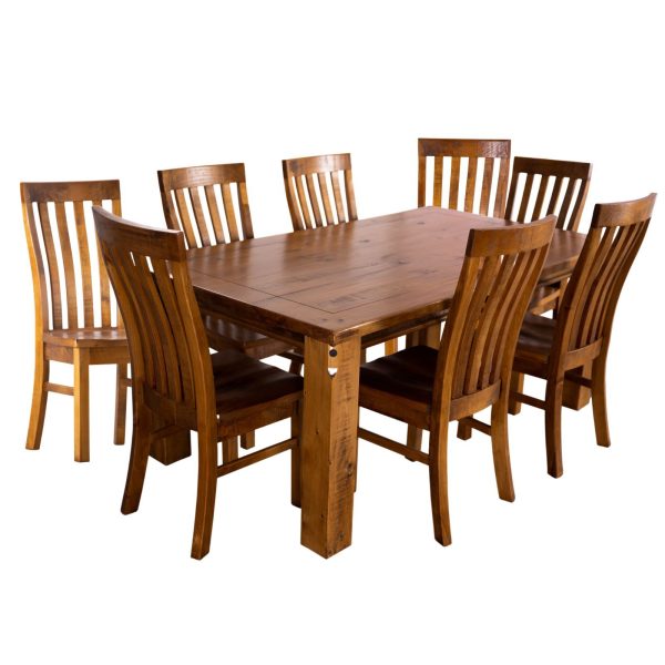 Teasel Dining Set Table Chair Solid Pine Wood Timber – Rustic Oak