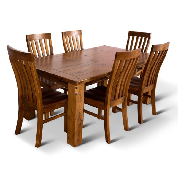 Teasel Dining Set Table Chair Solid Pine Wood Timber – Rustic Oak