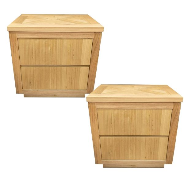 Harrogate Bedside Table 2 Drawers Storage Cabinet Nightstand End Tables Timber