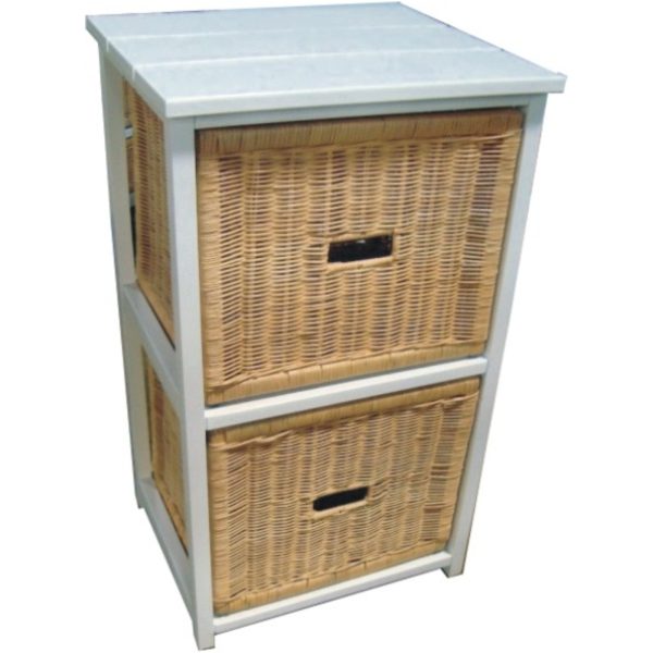 Hyssop Bedside Chest of Drawers Cane Bedroom Kitchen Bathroom Storage Cabinet