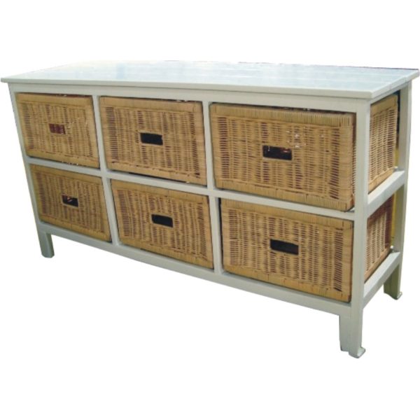Hyssop Bedside Chest of Drawers Cane Bedroom Kitchen Bathroom Storage Cabinet