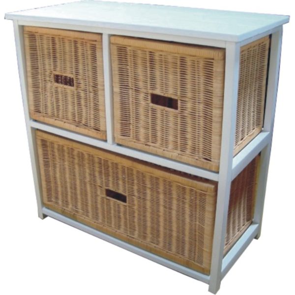 Hyssop Bedside Chest of Drawers Cane Bedroom Kitchen Bathroom Storage Cabinet