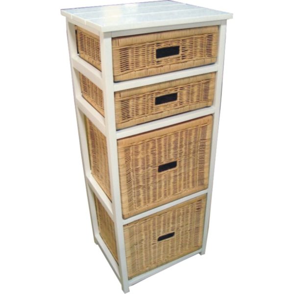 Hyssop Bedside Chest of Drawers Cane Bedroom Kitchen Bathroom Storage Cabinet