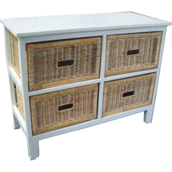 Hyssop Bedside Chest of Drawers Cane Bedroom Kitchen Bathroom Storage Cabinet