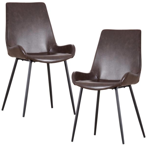 Brando PU Leather Upholstered Dining Chair Metal Leg – Brown