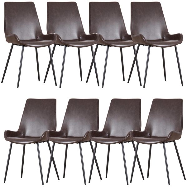 Brando PU Leather Upholstered Dining Chair Metal Leg – Brown