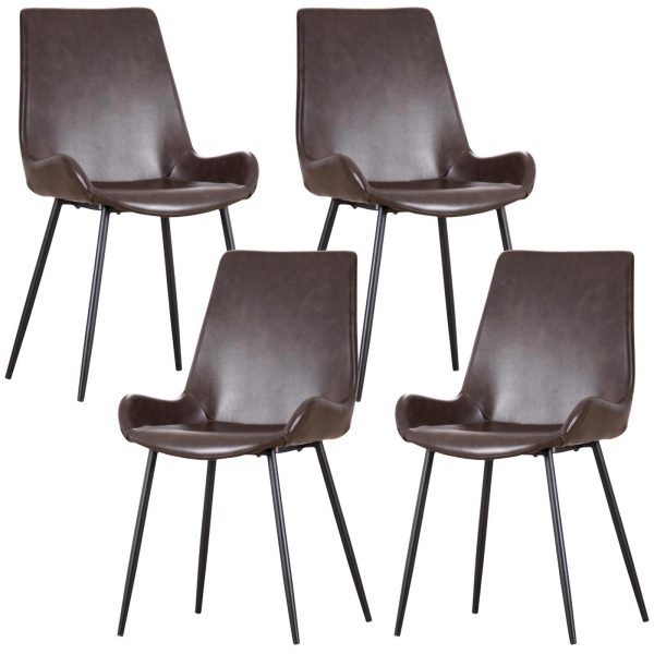 Brando PU Leather Upholstered Dining Chair Metal Leg – Brown