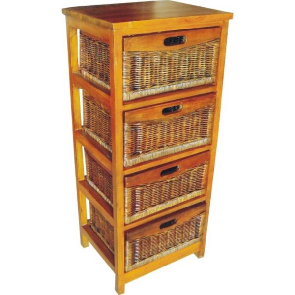 Hyssop Bedside Chest of Drawers Cane Bedroom Kitchen Bathroom Storage Cabinet