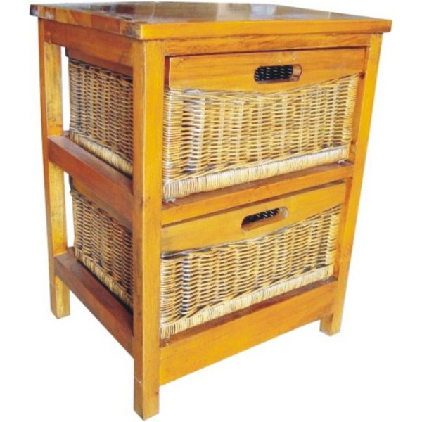 Hyssop Bedside Chest of Drawers Cane Bedroom Kitchen Bathroom Storage Cabinet