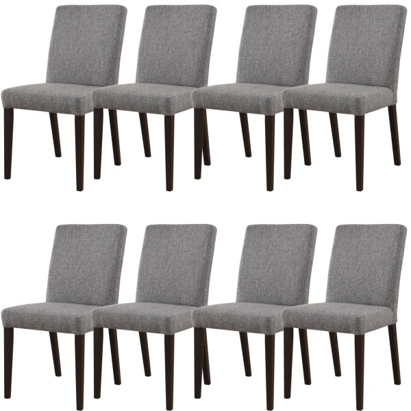 Dining Chair Fabric Upholstered Solid Acacia Wood – Granite