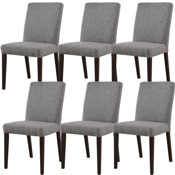 Dining Chair Fabric Upholstered Solid Acacia Wood – Granite