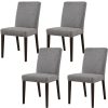 Dining Chair Fabric Upholstered Solid Acacia Wood – Granite