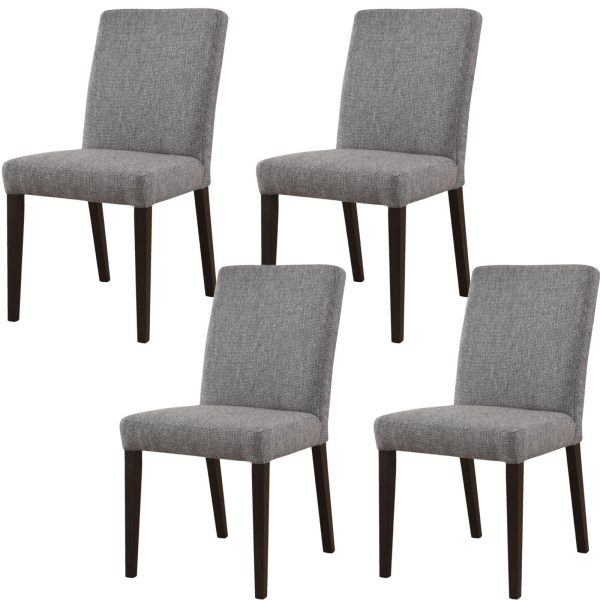 Dining Chair Fabric Upholstered Solid Acacia Wood – Granite