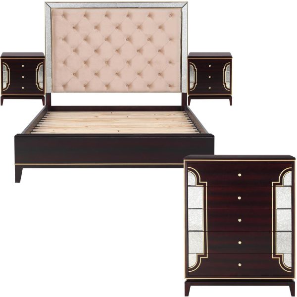Ammon 4pc Bed Frame Bedroom Suite Timber Bedside Tallboy Package Set