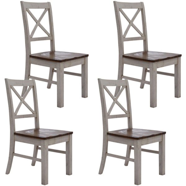 Erica X-Back Dining Chair Solid Acacia Timber Wood Hampton Brown White