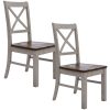Erica X-Back Dining Chair Solid Acacia Timber Wood Hampton Brown White