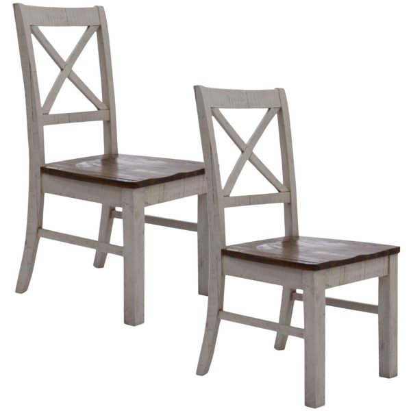 Erica X-Back Dining Chair Solid Acacia Timber Wood Hampton Brown White