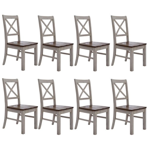 Erica X-Back Dining Chair Solid Acacia Timber Wood Hampton Brown White