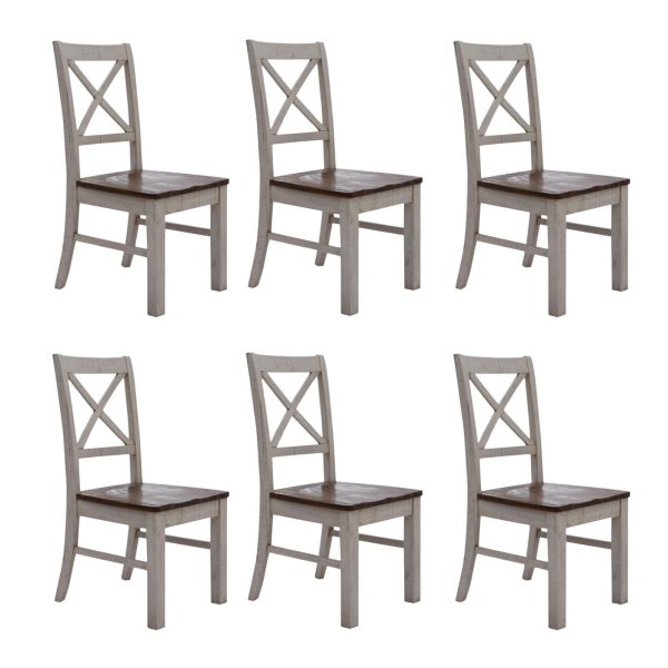 Erica X-Back Dining Chair Solid Acacia Timber Wood Hampton Brown White