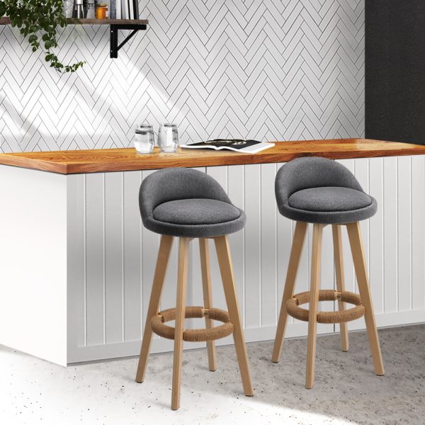 Set of 2 PU Leather Backrest Bar Stools