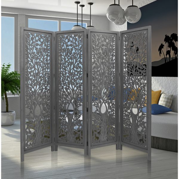 Bogota 4 Panel Room Divider Screen Privacy Shoji Timber Wood Stand