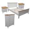 Lobelia 4pc Bed Suite Bedside Tallboy Bedroom Furniture Package – White