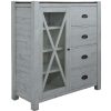 Erica Tallboy Chest of Drawers Solid Acacia Timber Wood Cabinet Brown White
