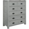 Erica Tallboy Chest of Drawers Solid Acacia Timber Wood Cabinet Brown White
