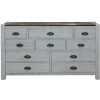 Erica Tallboy Chest of Drawers Solid Acacia Timber Wood Cabinet Brown White