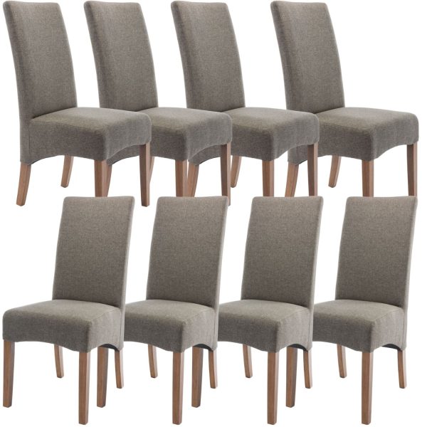 Aksa Fabric Upholstered Dining Chair Solid Pine Wood Furniture – Grey