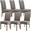 Aksa Fabric Upholstered Dining Chair Solid Pine Wood Furniture – Grey