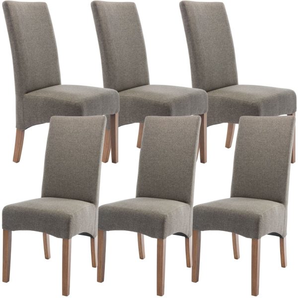 Aksa Fabric Upholstered Dining Chair Solid Pine Wood Furniture – Grey