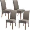 Aksa Fabric Upholstered Dining Chair Solid Pine Wood Furniture – Grey