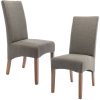 Aksa Fabric Upholstered Dining Chair Solid Pine Wood Furniture – Grey