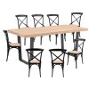 Petunia  Dining Table Set Cross Back Chair Elm Timber Wood Metal Leg