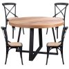 Petunia  Dining Table Set Cross Back Chair Elm Timber Wood Metal Leg