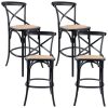 Aster Crossback Bar Stools Dining Chair Solid Birch Timber Rattan Seat