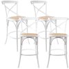 Aster Crossback Bar Stools Dining Chair Solid Birch Timber Rattan Seat