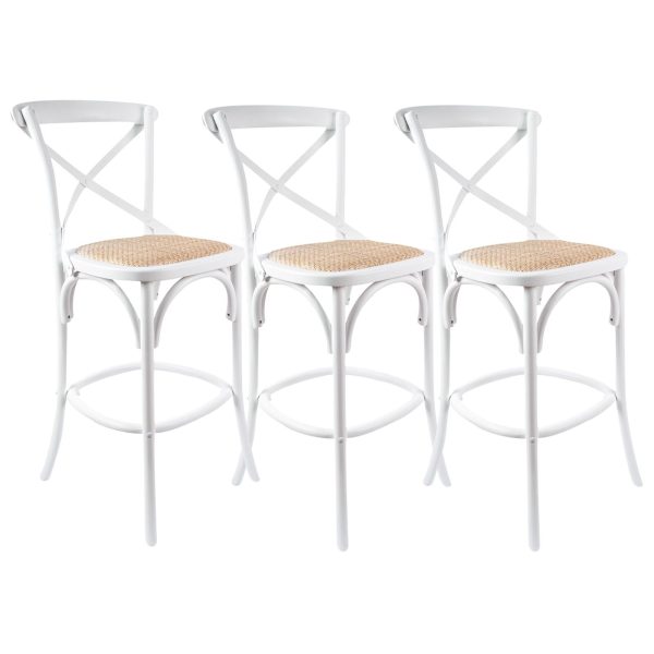 Aster Crossback Bar Stools Dining Chair Solid Birch Timber Rattan Seat
