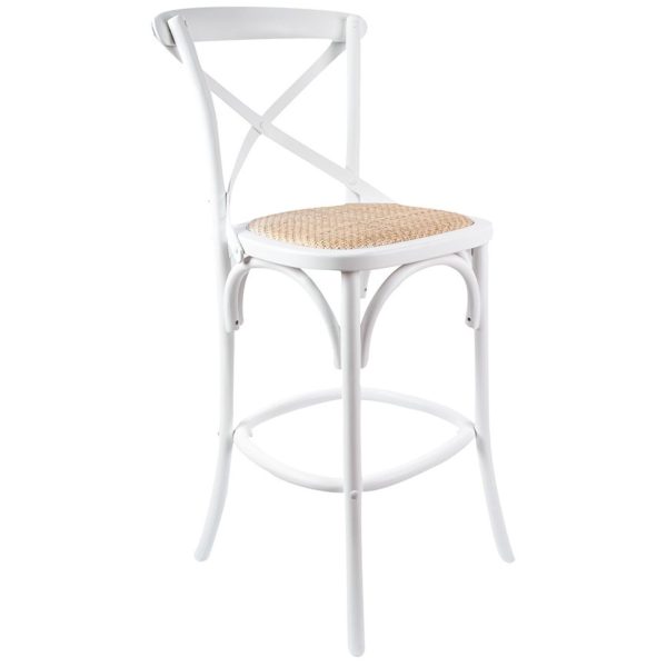 Aster Crossback Bar Stools Dining Chair Solid Birch Timber Rattan Seat