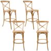 Aster Crossback Bar Stools Dining Chair Solid Birch Timber Rattan Seat