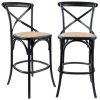 Aster Crossback Bar Stools Dining Chair Solid Birch Timber Rattan Seat