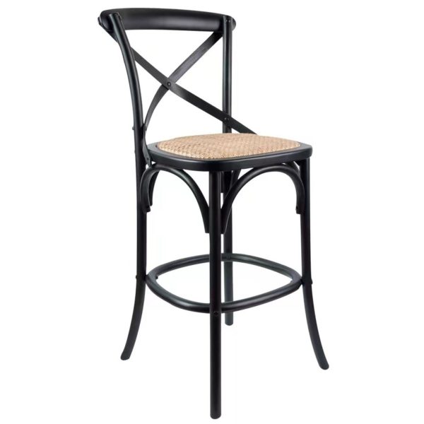 Aster Crossback Bar Stools Dining Chair Solid Birch Timber Rattan Seat