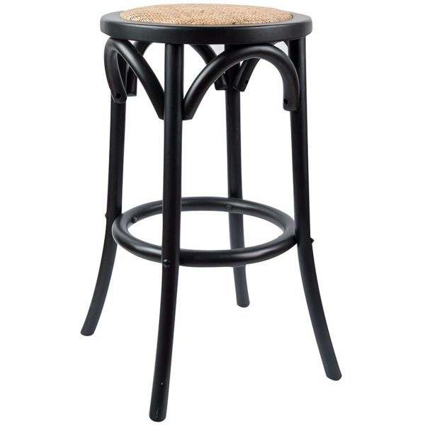 Aster Round Bar Stools Dining Stool Chair Solid Birch Timber Rattan Seat