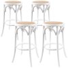 Aster Round Bar Stools Dining Stool Chair Solid Birch Timber Rattan Seat