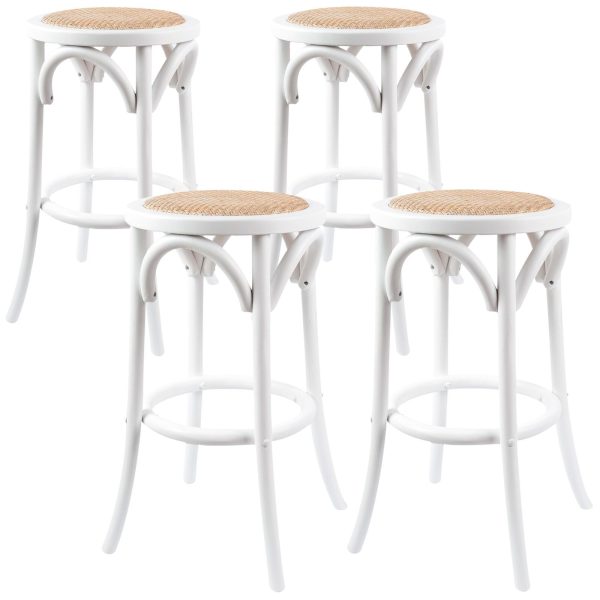 Aster Round Bar Stools Dining Stool Chair Solid Birch Timber Rattan Seat