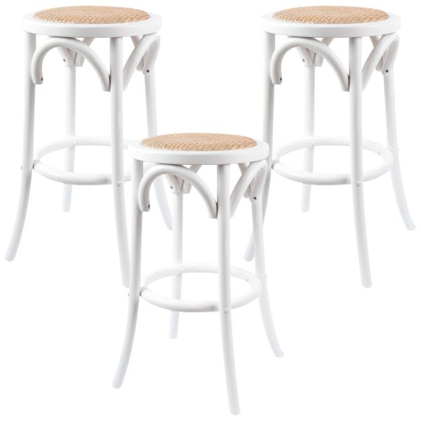 Aster Round Bar Stools Dining Stool Chair Solid Birch Timber Rattan Seat