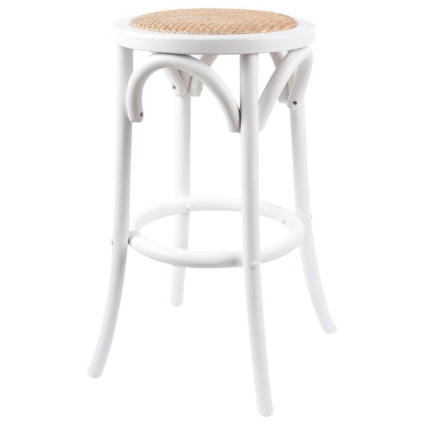 Aster Round Bar Stools Dining Stool Chair Solid Birch Timber Rattan Seat